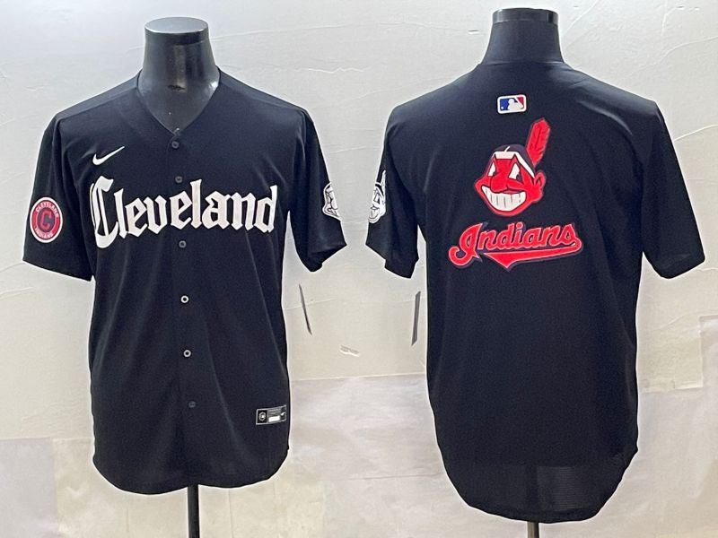 Men 2025 Cleveland Indians Blank Black Five generations Joint Name Nike MLB Jersey style 8->cleveland indians->MLB Jersey